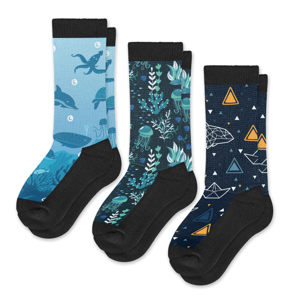 Marine EasyStretch™ Socks 3-Pack Bundle Crew Cut From Viasox Flat View