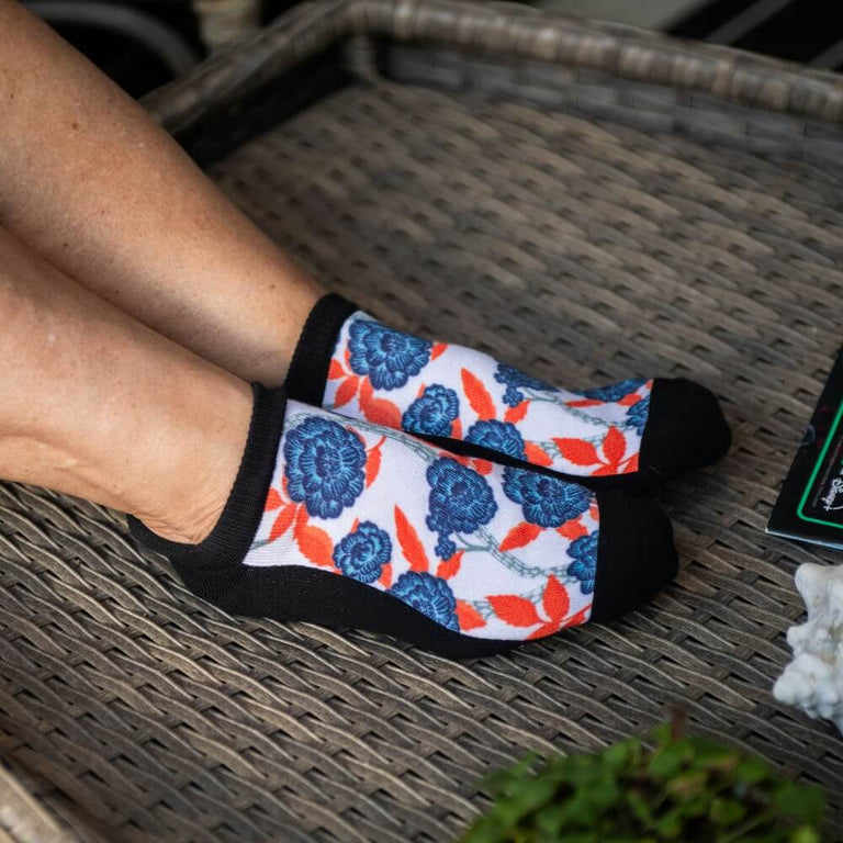 Blue Bloom Ankle Socks