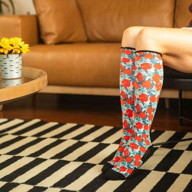 Fall Poppies Compression Socks