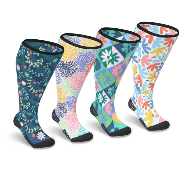 Summer Bloom Diabetic Compression Socks Bundle 4 Pack