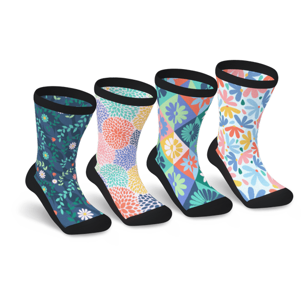 Summer Bloom Non-Binding Diabetic Socks Bundle 4 Pack