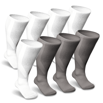 White & Gray Diabetic Compression Socks Bundle 8-Pack