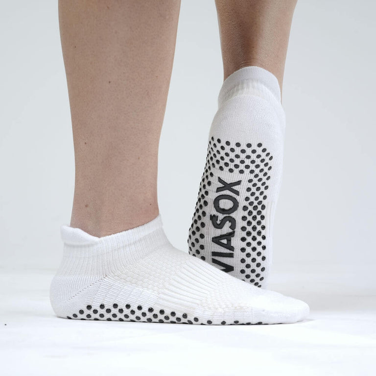 White Ankle Compression Gripper Socks
