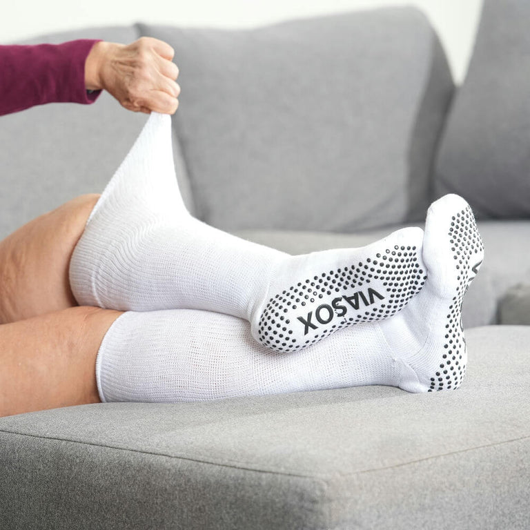 White EasyStretch™ Gripper Socks