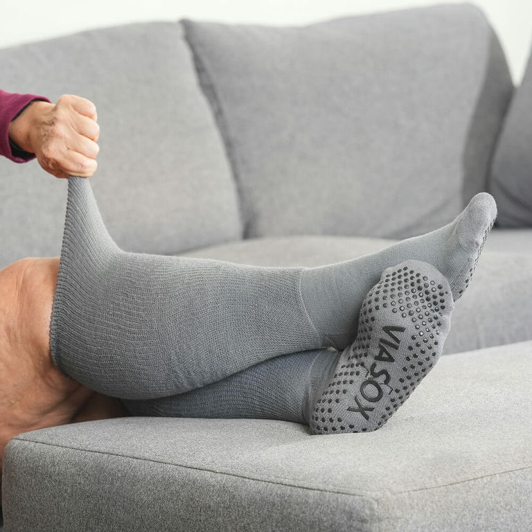 Gray EasyStretch™ Gripper Socks