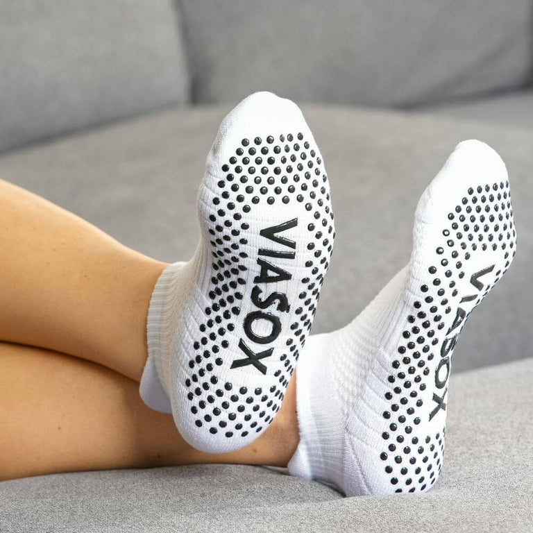 White Ankle Compression Gripper Socks