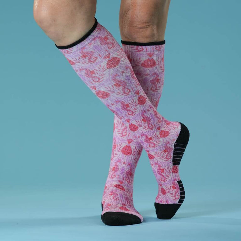 Seahorse Pink Compression Socks