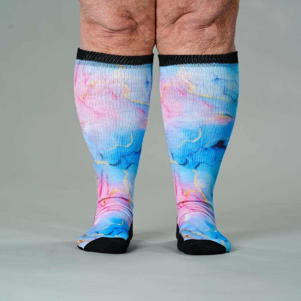 Viasox Pastel Marble EasyStretch Socks stretched display