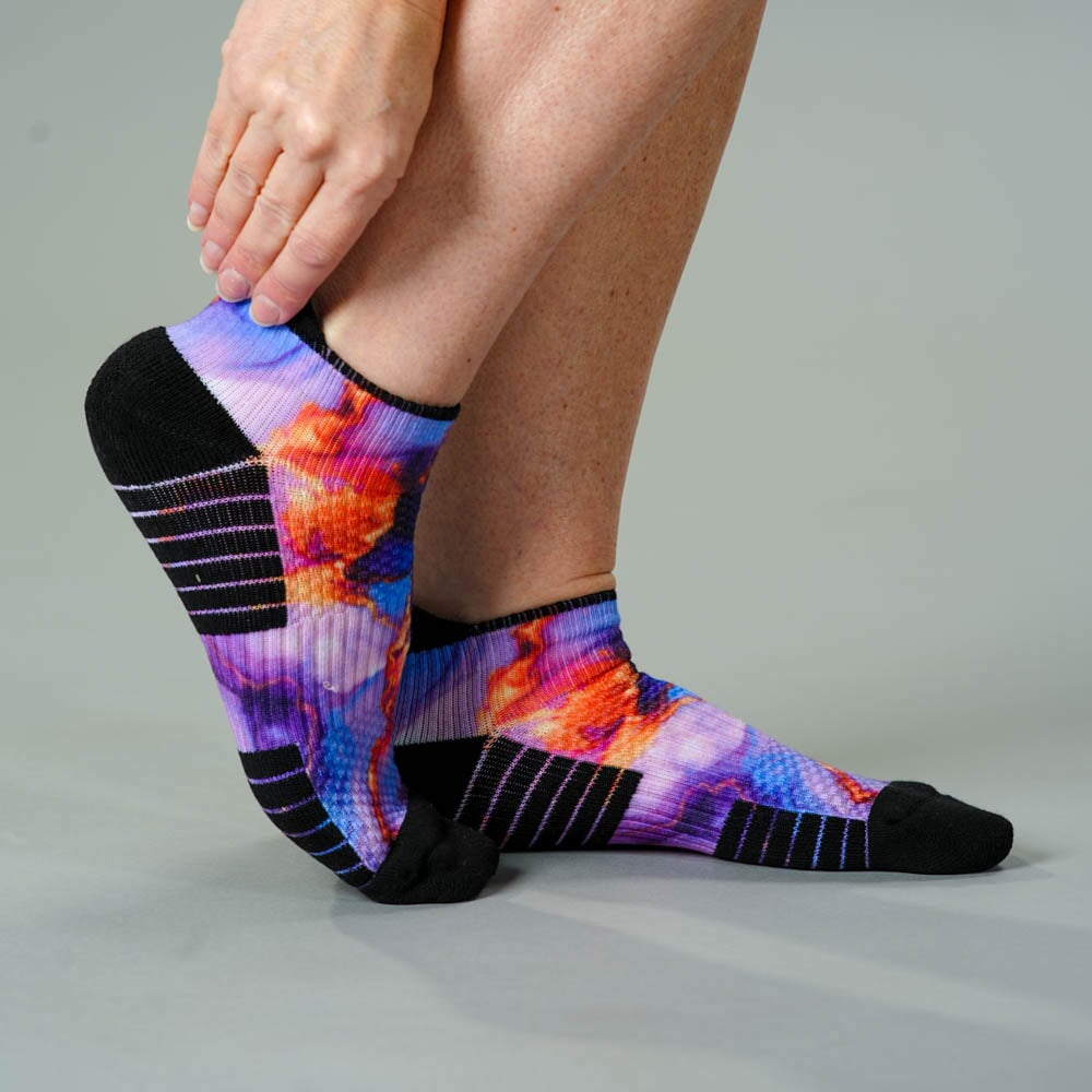 Viasox Golden Lavender Ankle Compression Socks stretched display