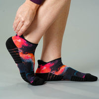 Viasox Midnight Lava Ankle Compression Socks stretched display