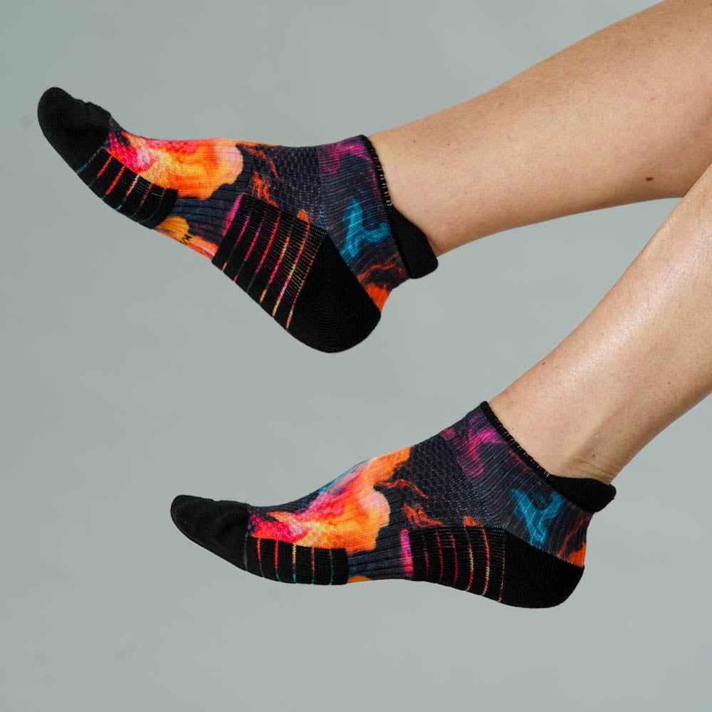 Viasox Midnight Lava Ankle Compression Socks detail close-up