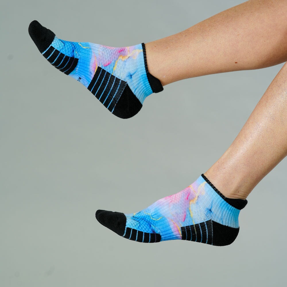 Viasox Pastel Marble Ankle Compression Socks detail close-up