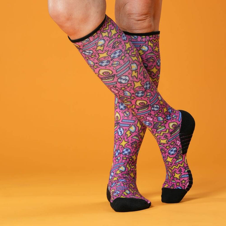 Pink Disco Compression Socks