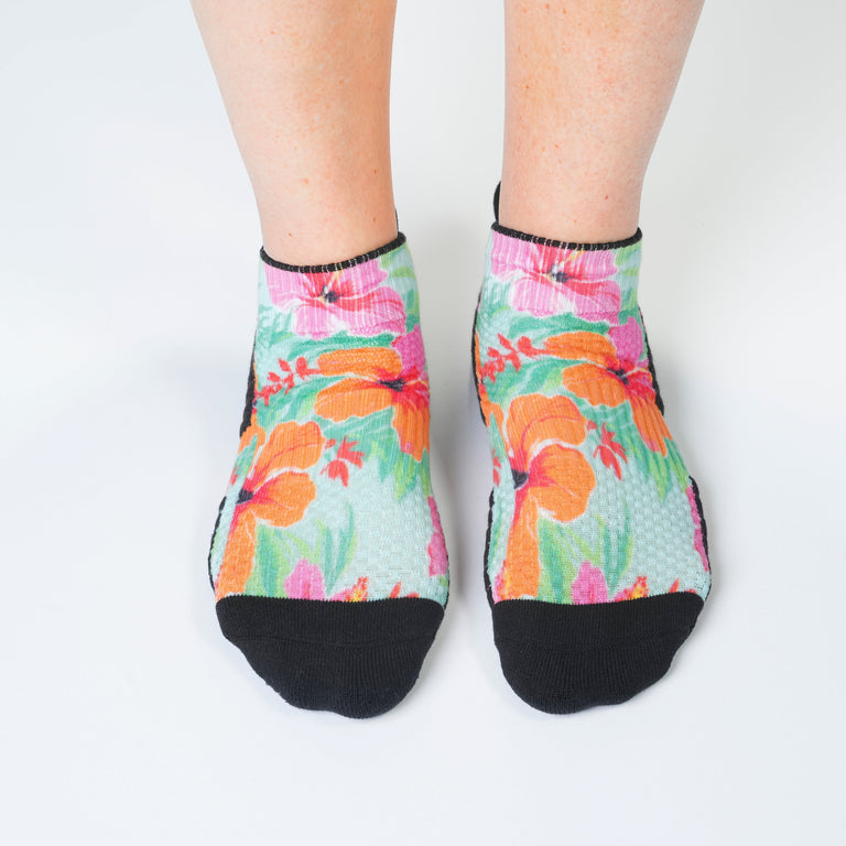 Tropical Hibiscus Ankle Compression Socks