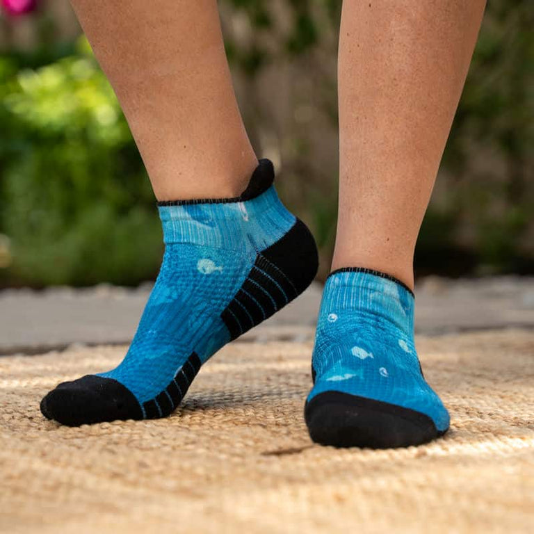 Marine Ankle Compression Socks On Feet By Viasox