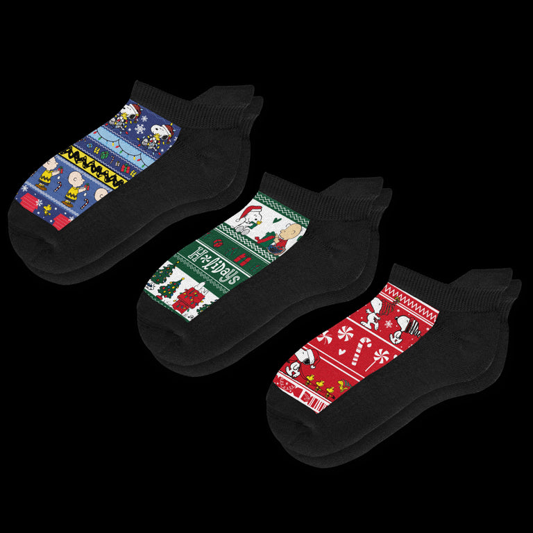 Peanuts Xmas Ankle Diabetic Socks Bundle 3-Pack