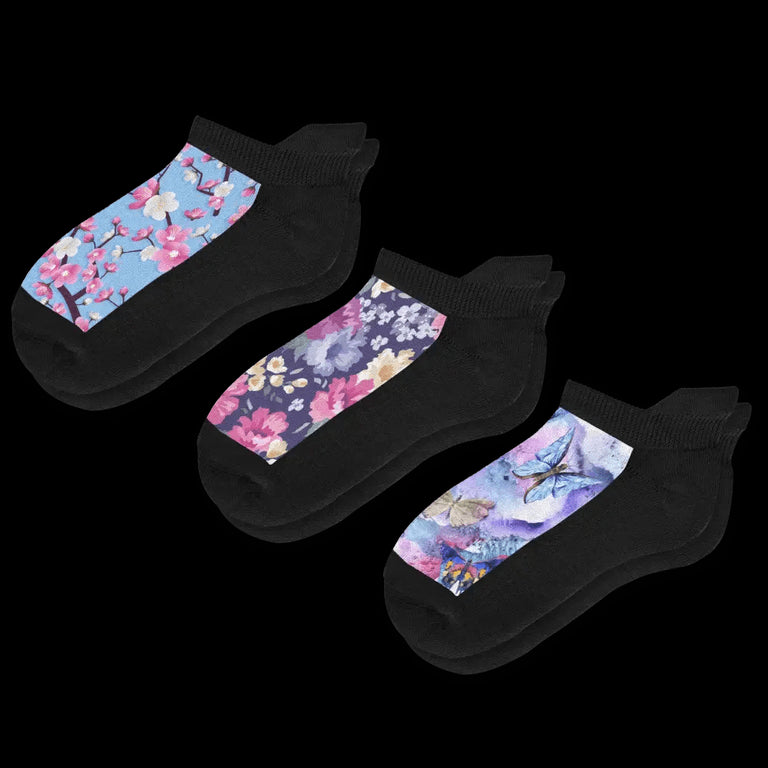 Flower Power Ankle Diabetic Socks Bundle 3-Pack