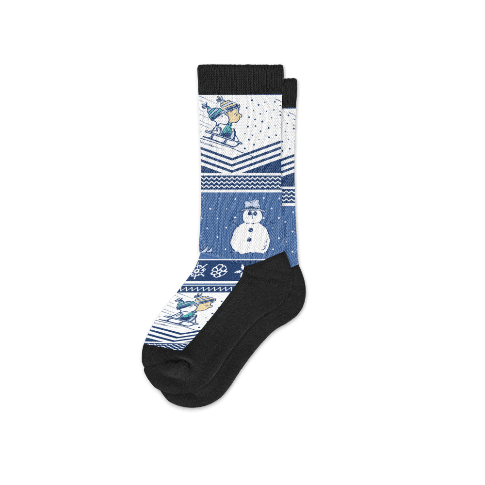 Peanuts Winter Collection Ski Trip EasyStretch™ Diabetic Socks Crew Cut Viasox Flat View