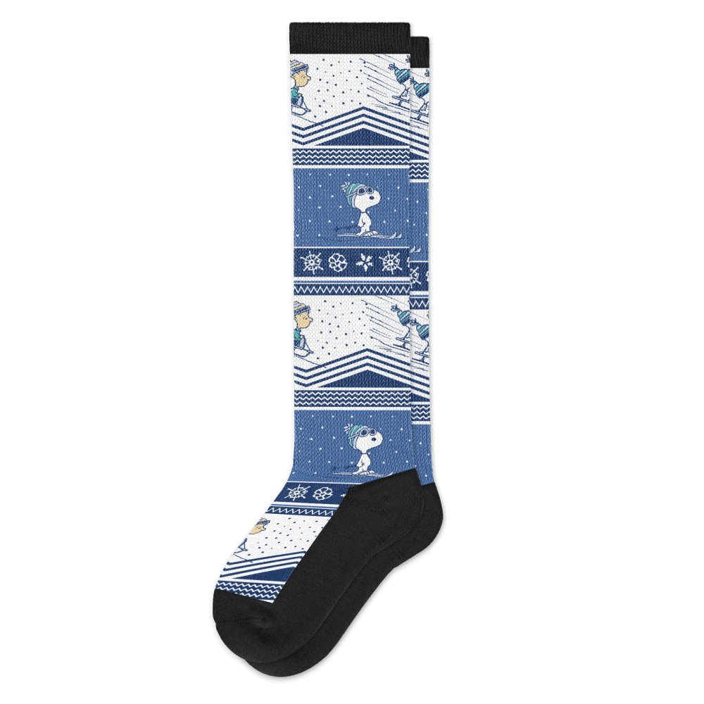 Peanuts Winter Collection Ski Trip EasyStretch™ Diabetic Socks Viasox Flat View