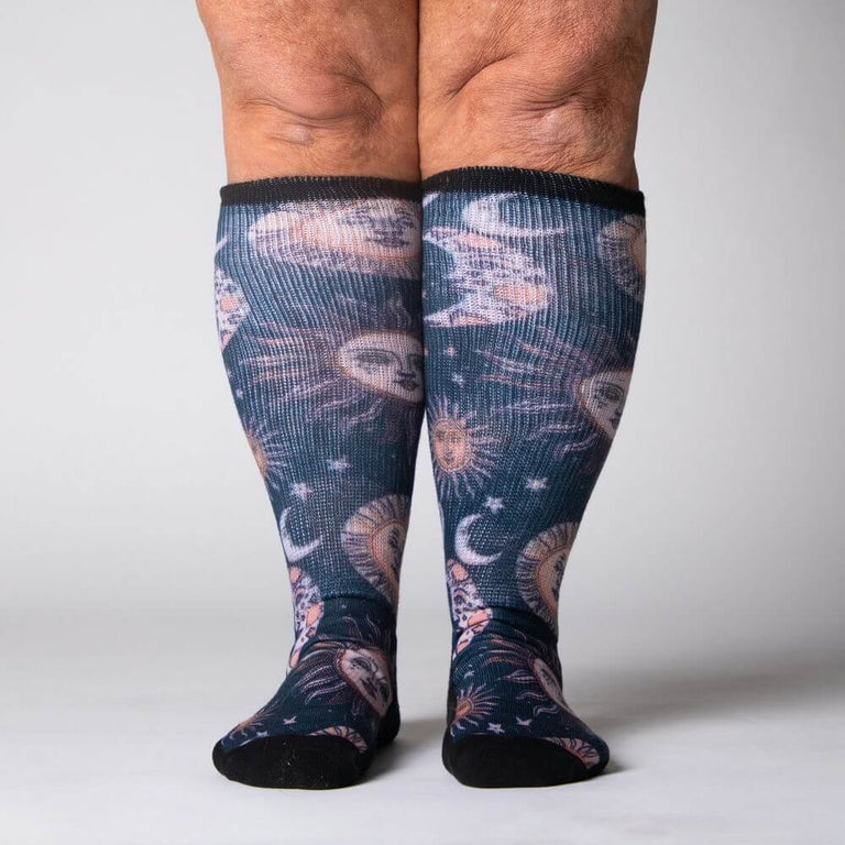 Celestial Moon EasyStretch™ Socks From Viasox Front View