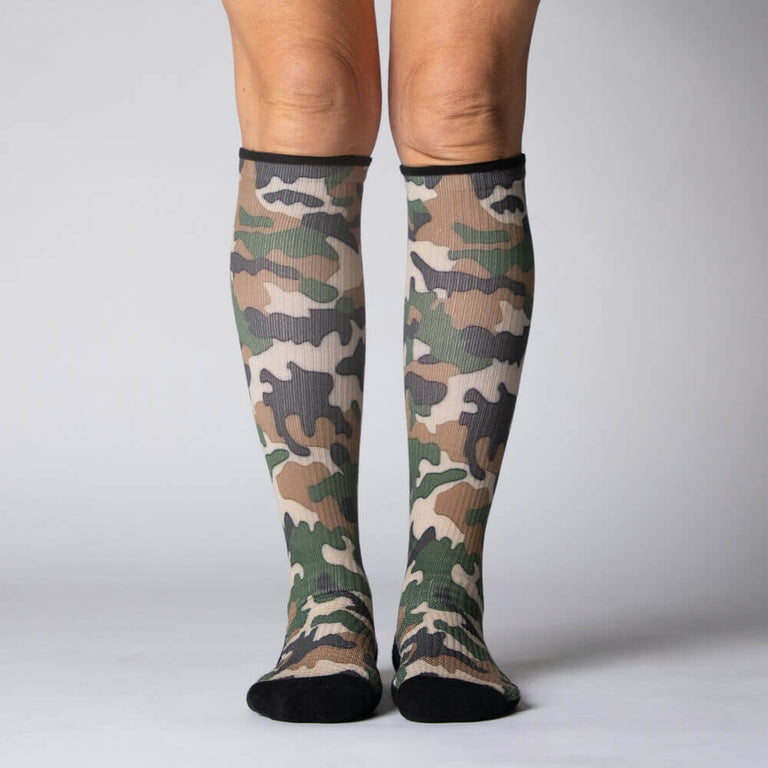 Army Camo Compression Socks From Viasox Front View