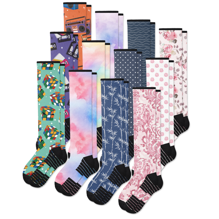 All New Patterns Compression Socks Bundle 12-Pack
