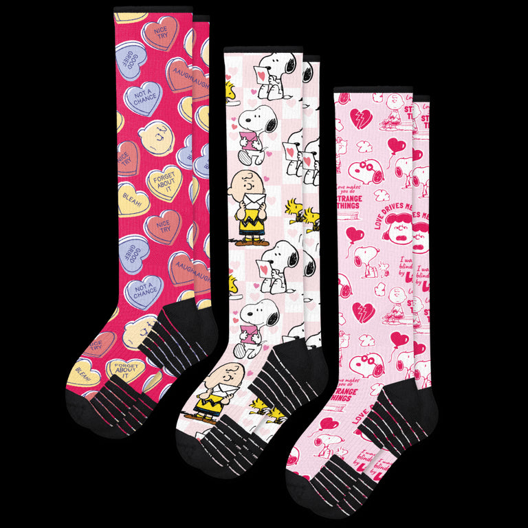 Peanuts Valentines Compression Socks 3-Pack Bundle