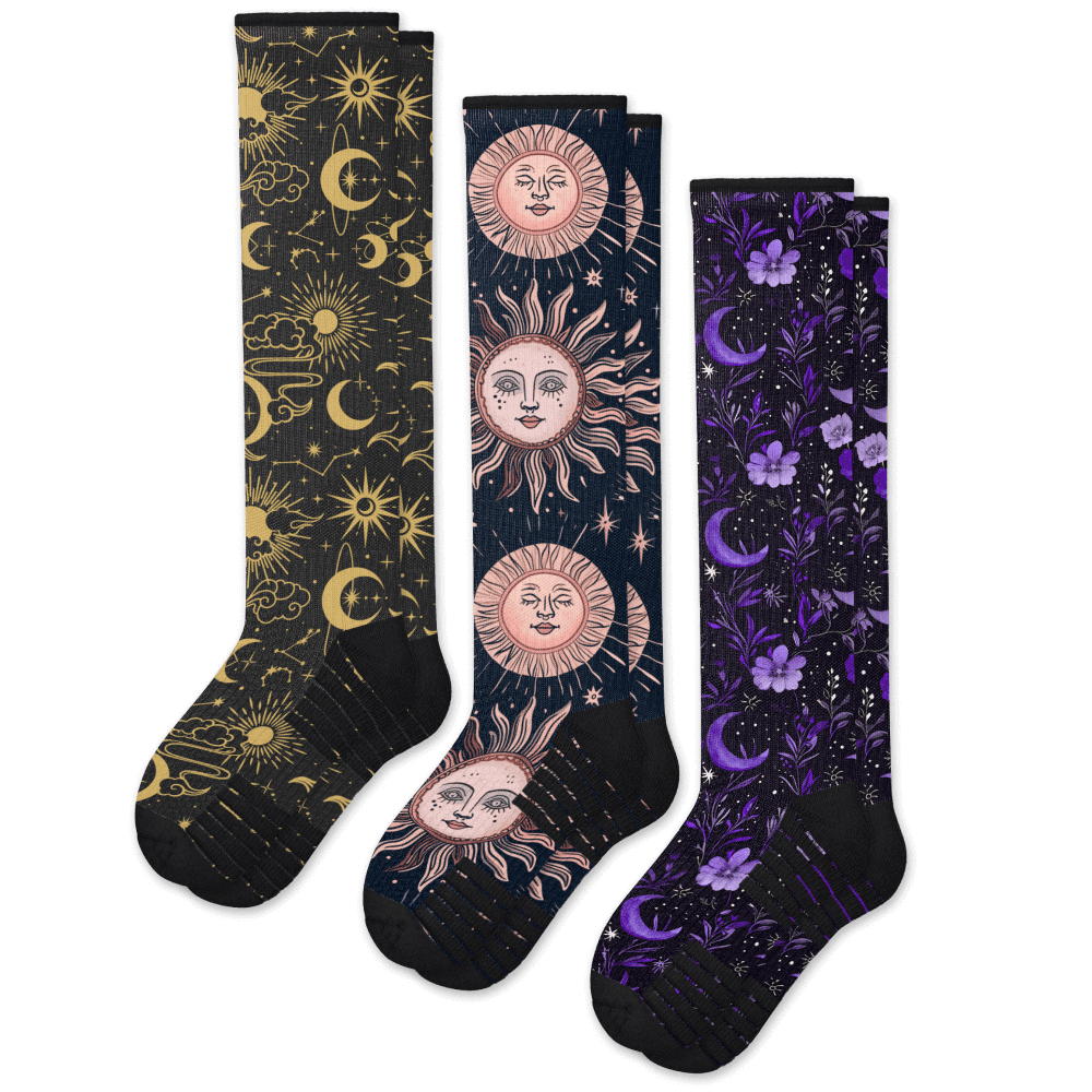 Moonlight Compression Socks 3-Pack Bundle From Viasox Flat View