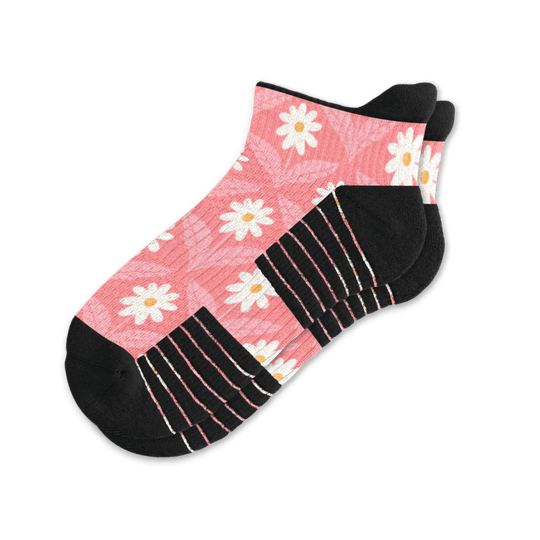 Coral Daisy Ankle Compression Socks