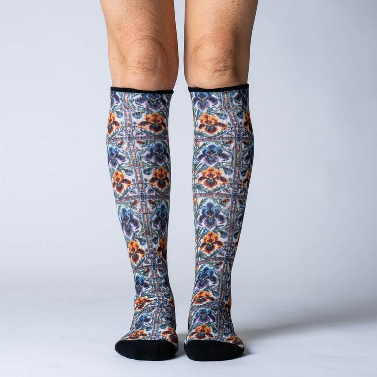 Floral Tiles Compression Socks