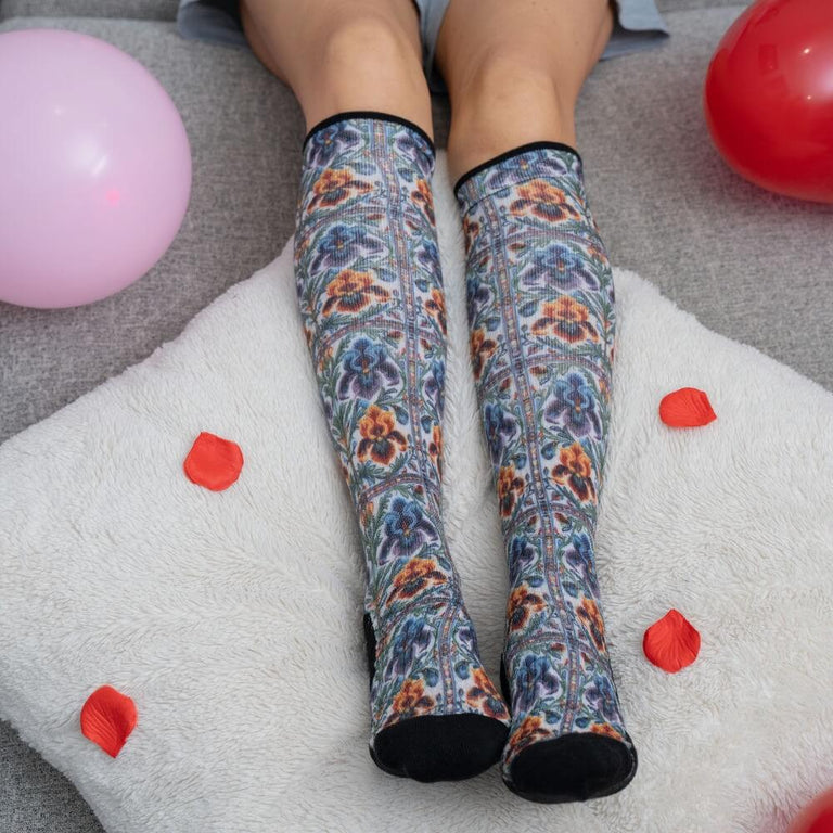 Floral Tiles Compression Socks