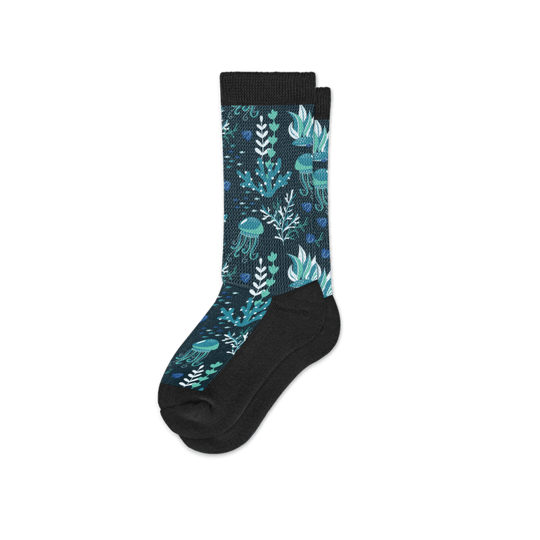 Viasox Jellyfish Blues EasyStretch™ Socks Crew Cut Flat View