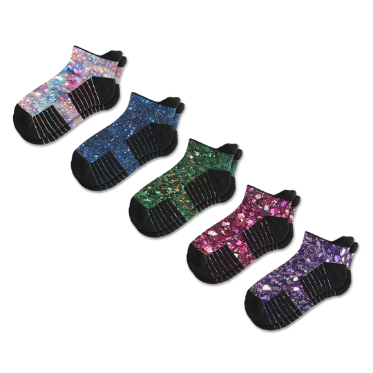 Glitter Ankle Compression Socks 5-Pack Bundle
