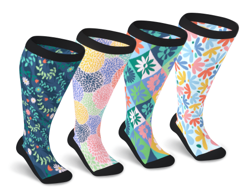 Summer Bloom Non-Binding Diabetic Socks Bundle 4 Pack