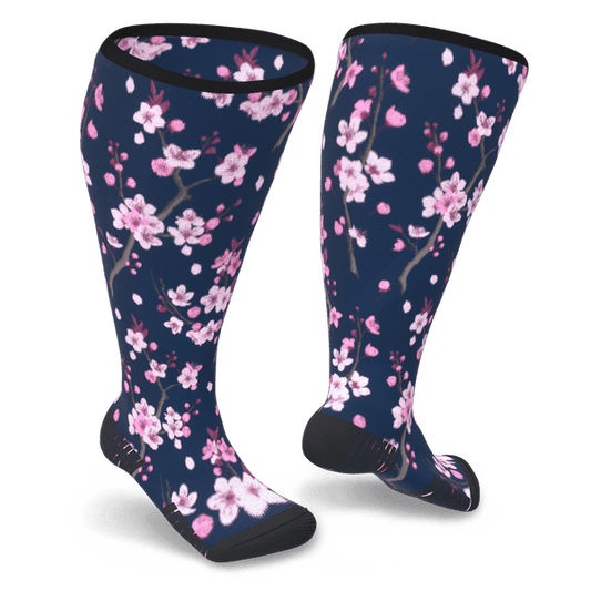 Midnight blossoms compression socks