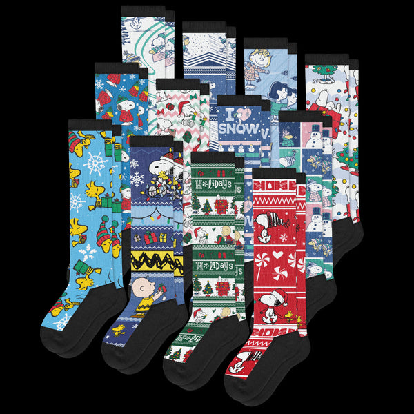 Winter Peanuts Patterns EasyStretch™ Diabetic Socks Bundle 12-Pack