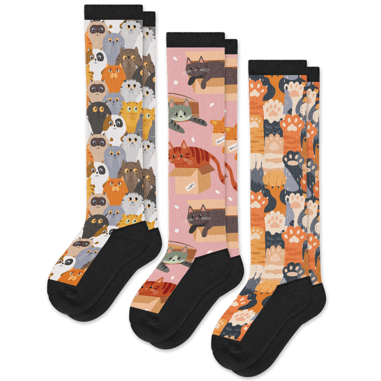 Cat Lovers EasyStretch™ Socks 3-Pack Bundle From Viasox Flat View