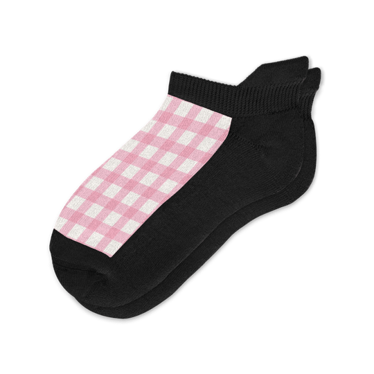 Pink Plaid Ankle Socks