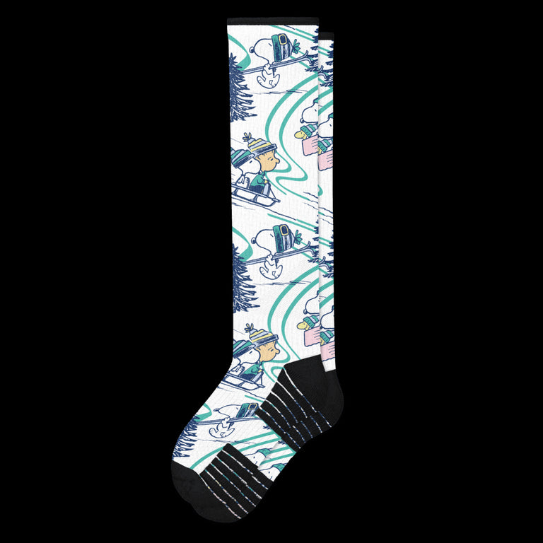 Bobsled Beagle Compression Socks Black Flat View 