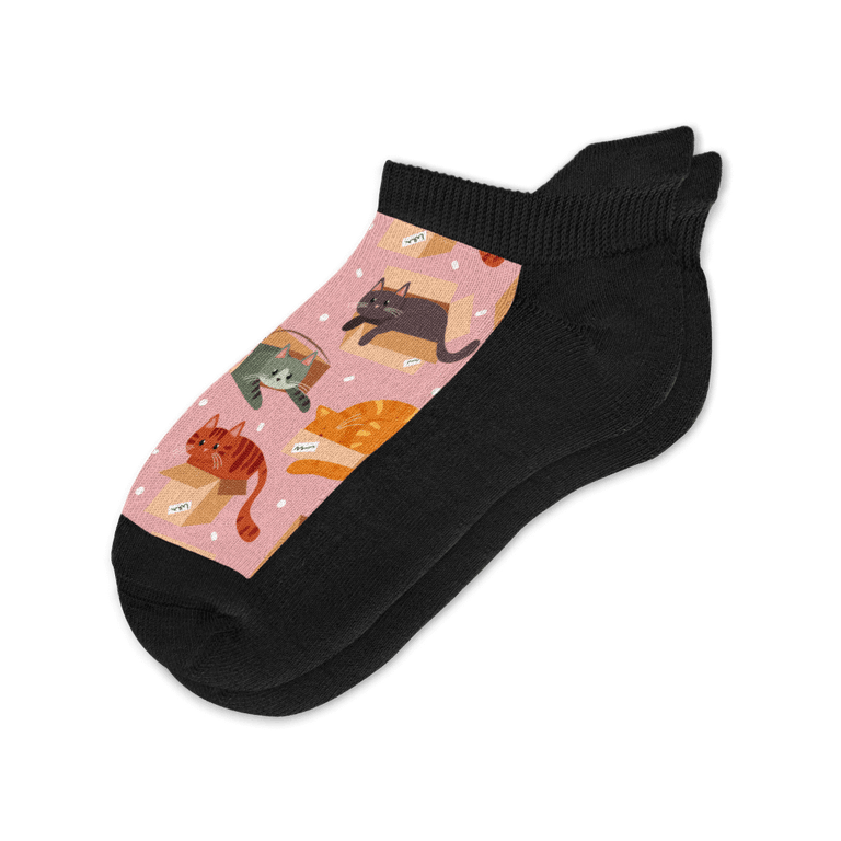 Viasox Cats in Boxes Ankle Socks Flat View