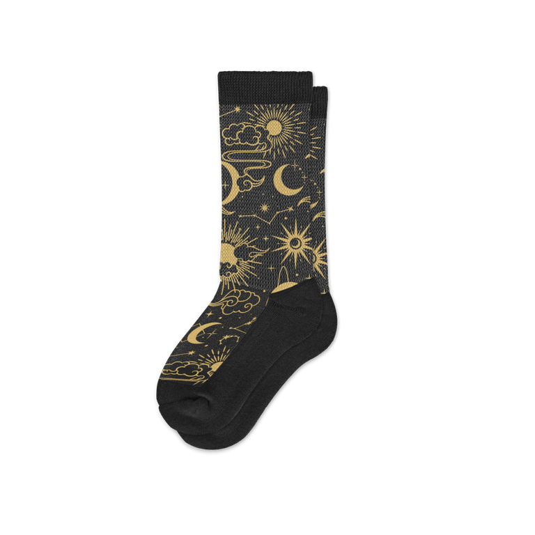 Viasox Star & Moon EasyStretch™ Socks Crew Cut Flat View