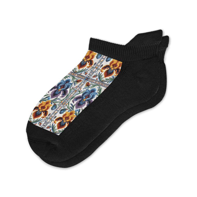 Viasox Floral Tiles Ankle Socks  Flat View