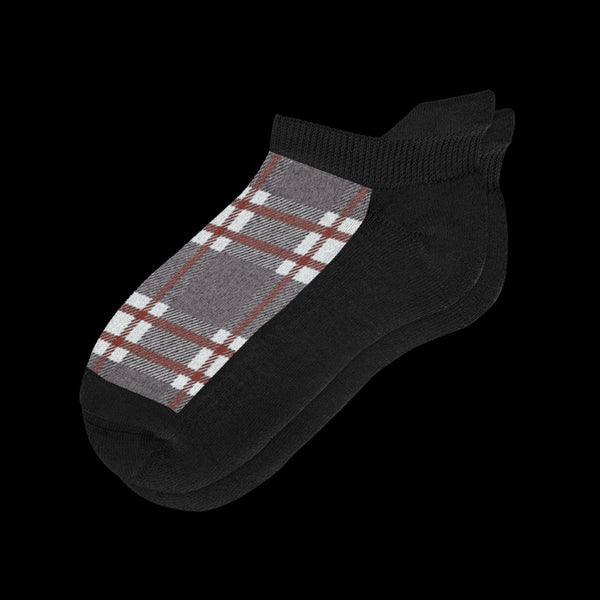 Grey Tartan Ankle Diabetic Socks