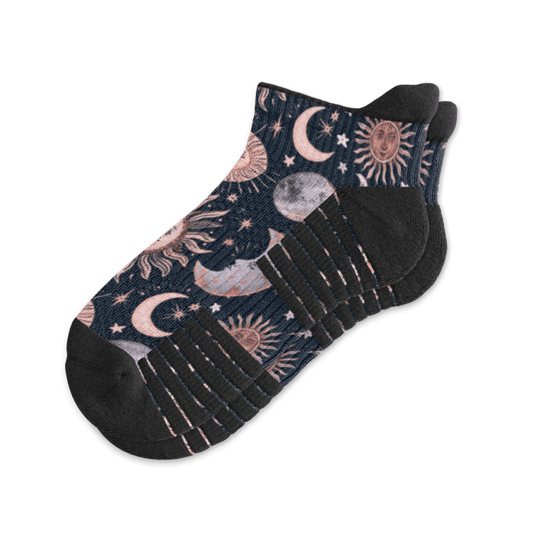 Celestial Moon Ankle Compression Socks From Viasox Flat View