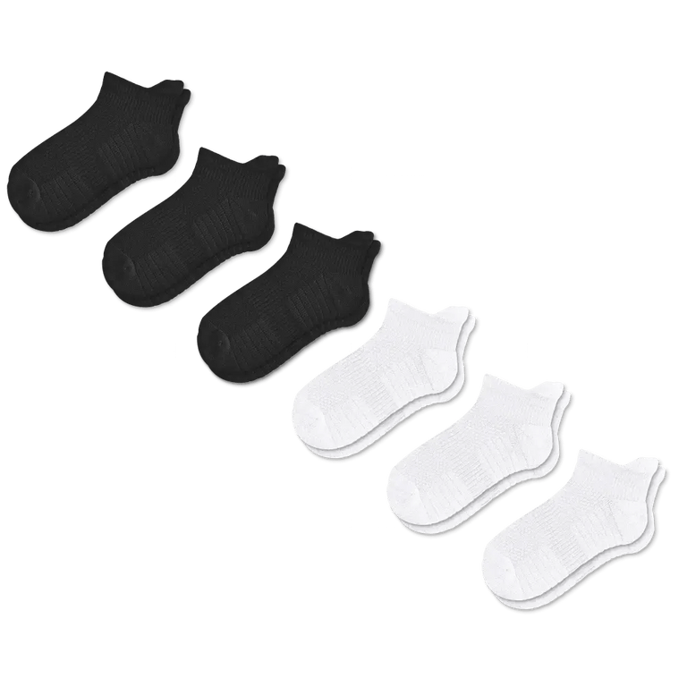 6-pack black and white ankle compression socks