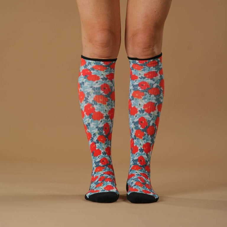 Fall Poppies Compression Socks