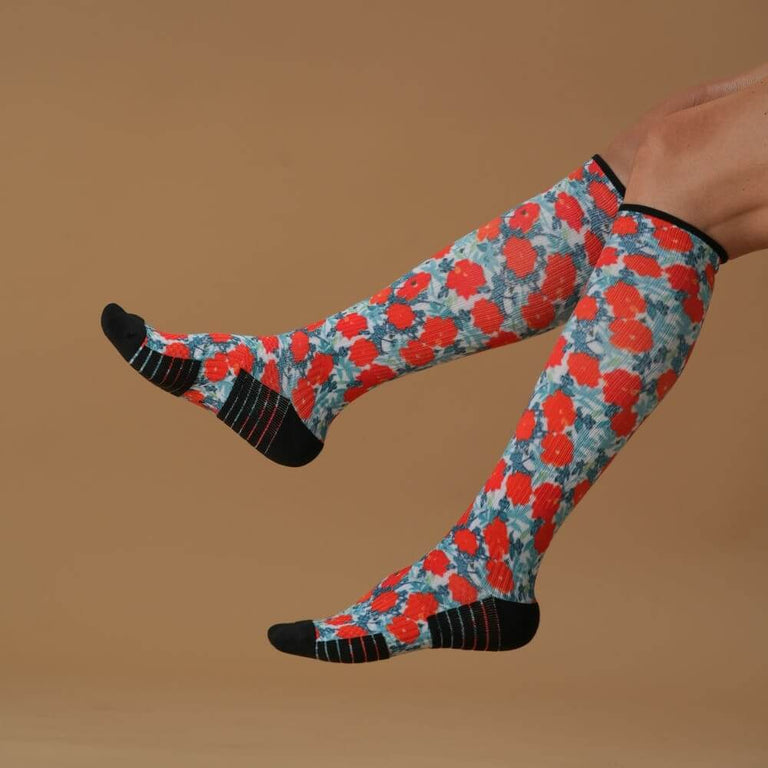 Fall Poppies Compression Socks