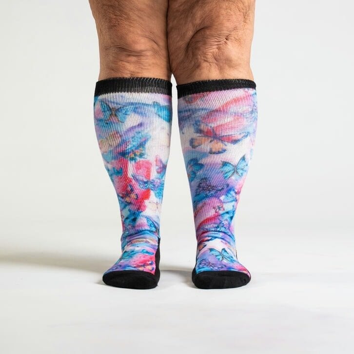 Knee-high butterfly non-binding-socks